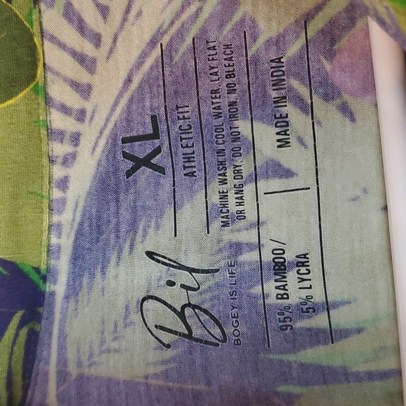 Bogey Is Life Bamboo Tropical Print Mens Golf Polo Size XL Athletic Fit Heavy - Picture 4 of 8